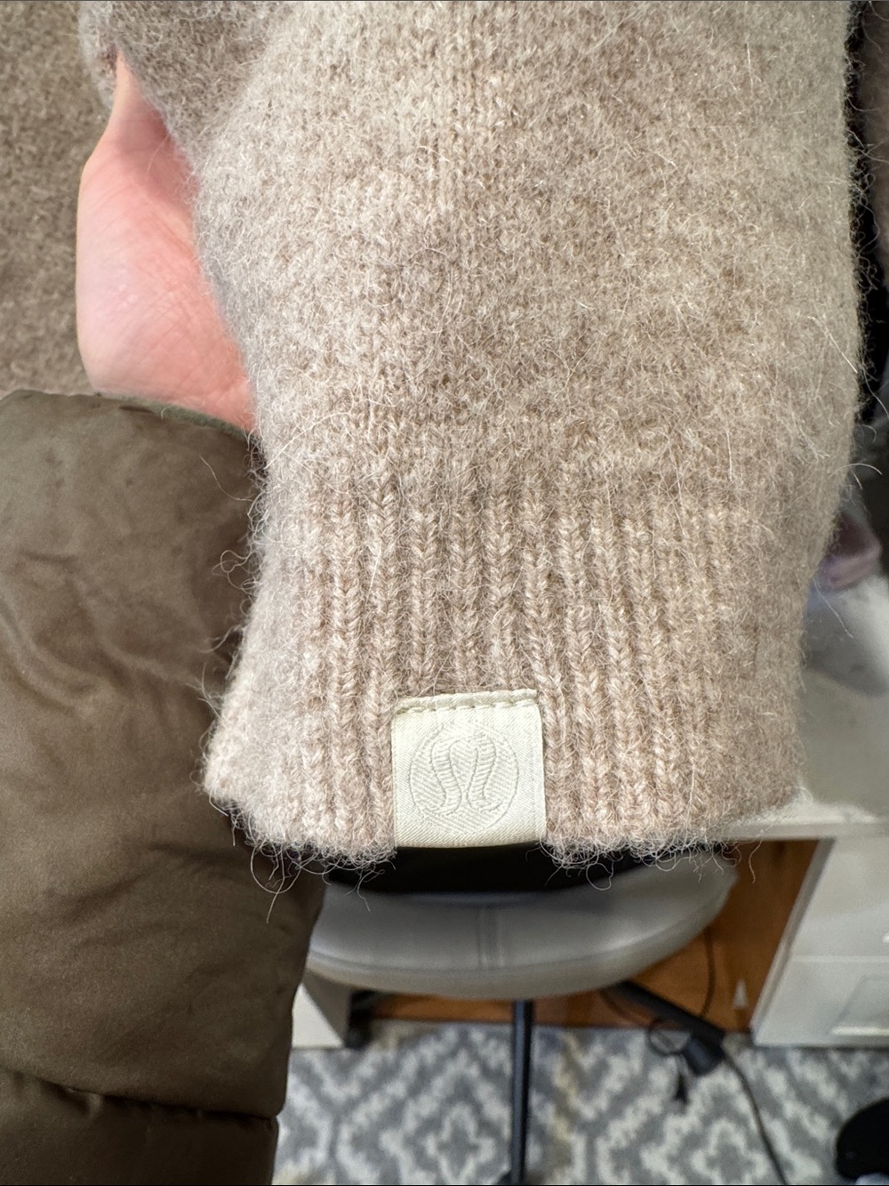 Men's Lululemon Alpaca Wool Blend Oatmeal Cardigan Sweater - Picture 11 of 15
